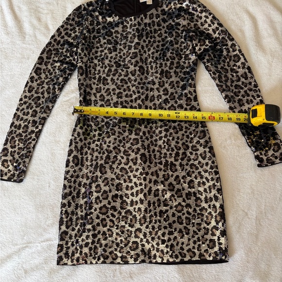 Michael Kors XS black & silver sequin Leopard long sleeve Dress - new with tags - Picture 9 of 10